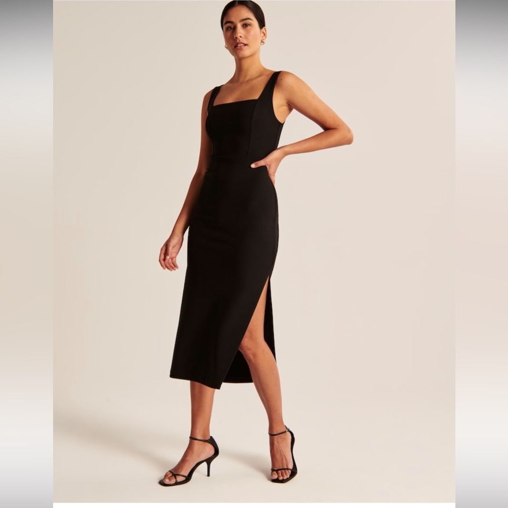 Abercrombie & Fitch Squareneck Midi Dress Black XS